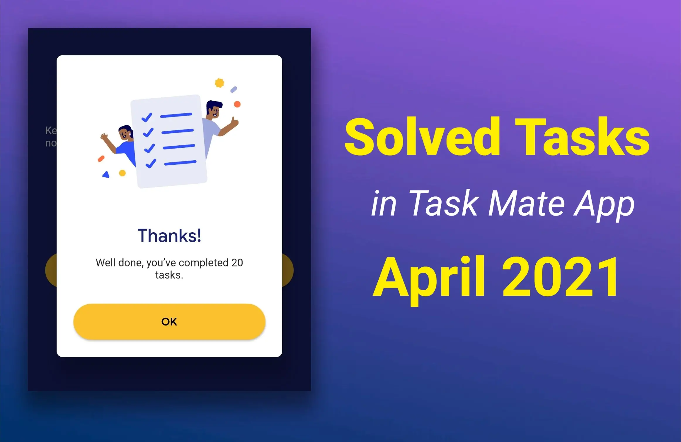 Solved Tasks in Task Mate App